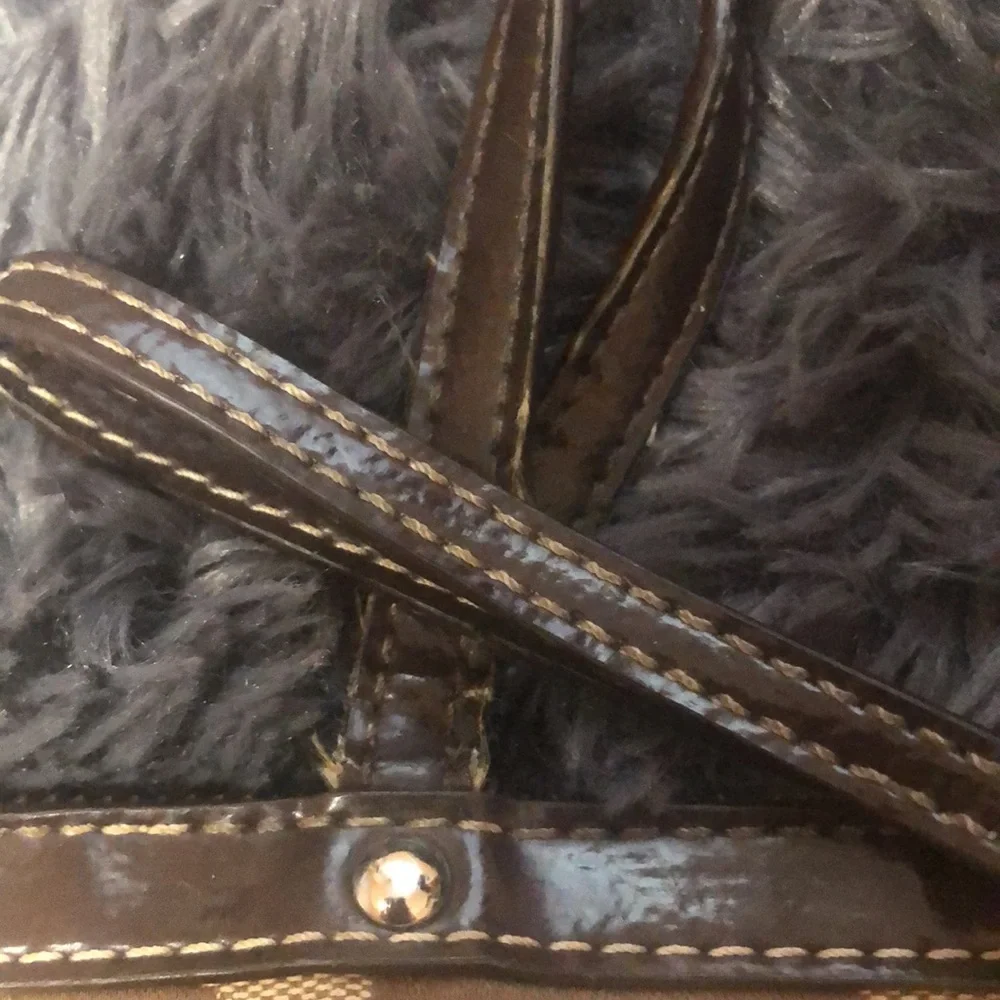 Coach Legacy Stripe Signature Tan and Brown Shoulder Bag